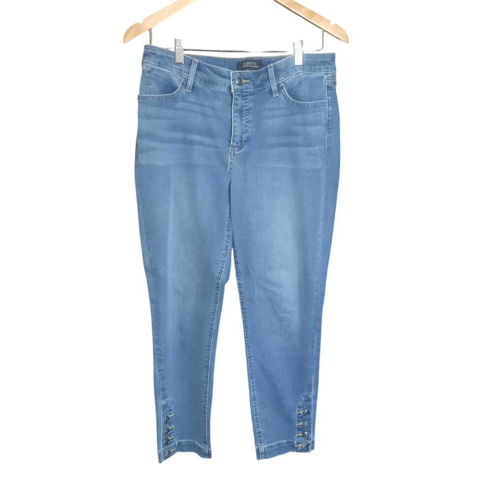 Talbots Flawless Five Pocket Womens Ankle Cropped Button Detail Jeans Size 10